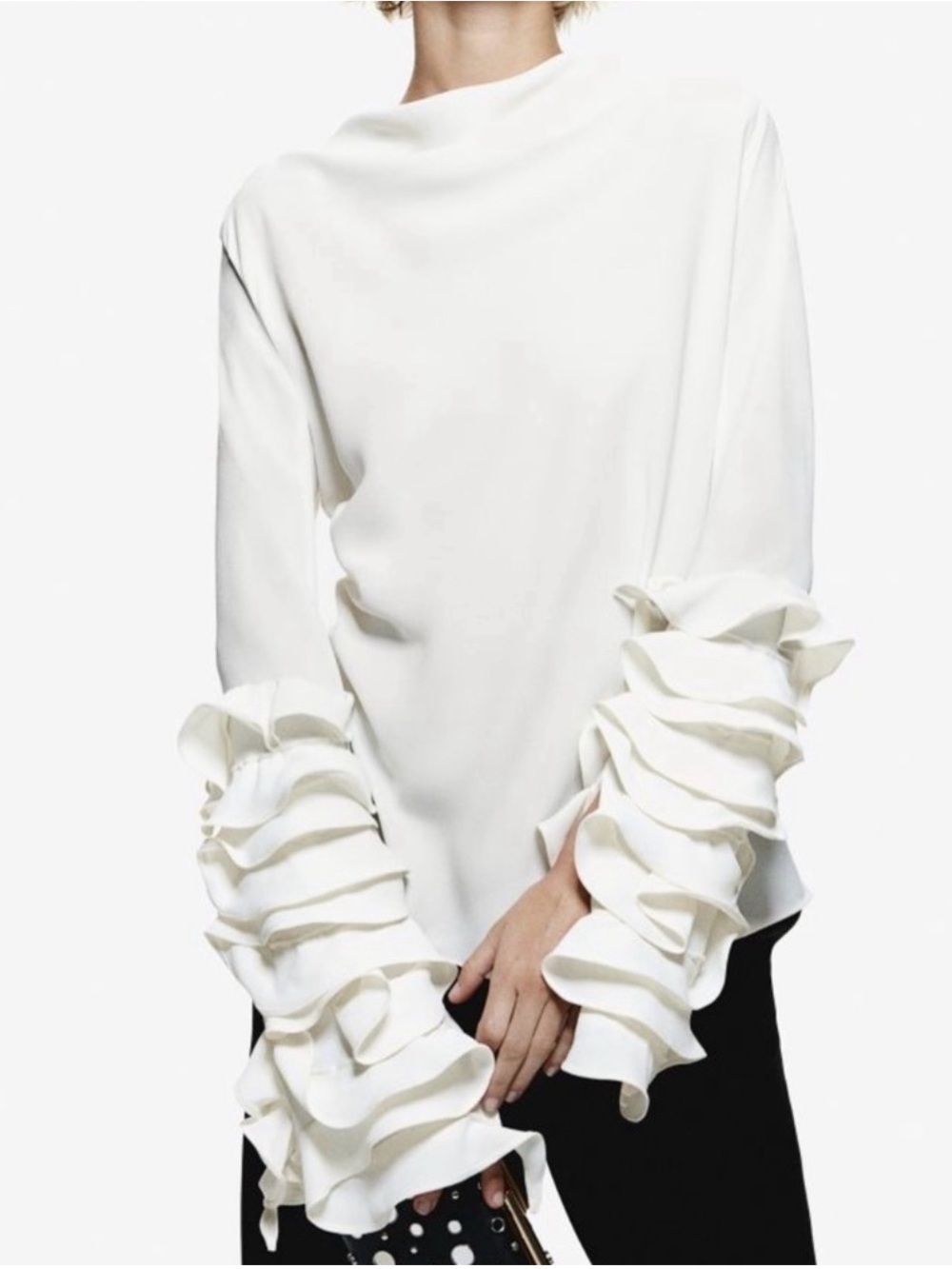 Women’s H&M Cream Ruffle-Sleeve Top